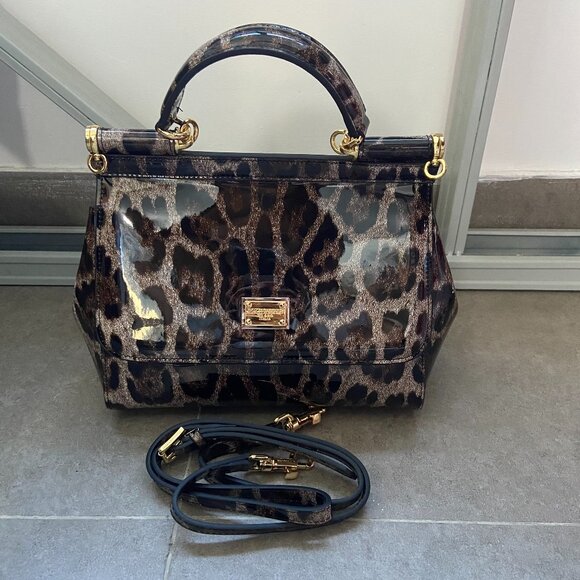 Dolce & Gabbana Leopard Flap Women's Shoulder Tote Bag - Picture 1 of 7
